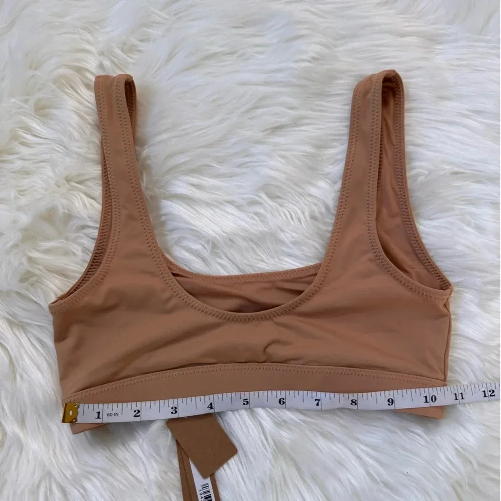NWT Skims Kim Kardashians Recycled swim tank bikini top neutral tan brown XXS
